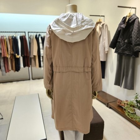 허리스트링 롱 후드점퍼