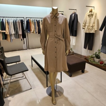 벨트 카라 롱 원피스