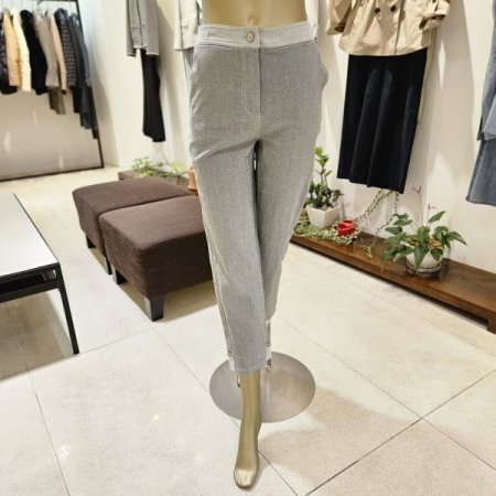 뒷롤업장식 면 배기팬츠