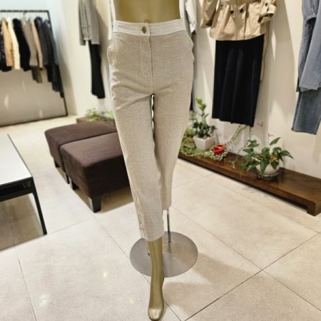 뒷롤업장식 면 배기팬츠