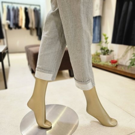 뒷롤업장식 면 배기팬츠