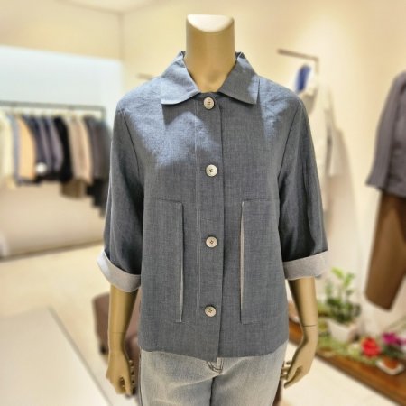 소매배색 마 재킷