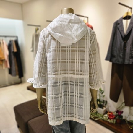 시스루 체크 롱 점퍼