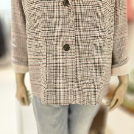 컬러체크 싱글투버튼 재킷