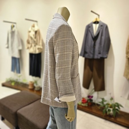 컬러체크 싱글투버튼 재킷