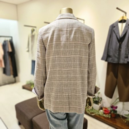 컬러체크 싱글투버튼 재킷