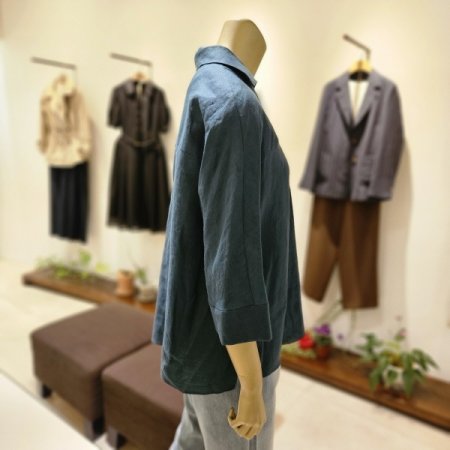 브이넥카라 마 블라우스