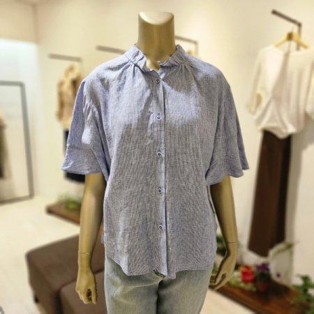 뒷리본 프릴소매 마 블라우스