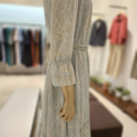 7부소매 쉬폰 플라워 롱 원피스