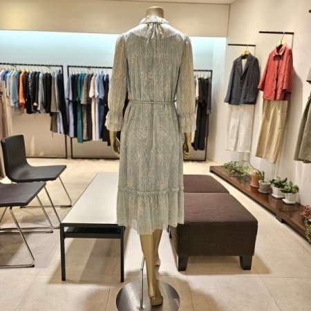 7부소매 쉬폰 플라워 롱 원피스