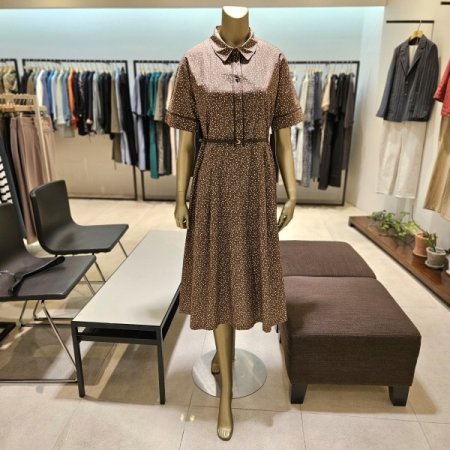 뒷밴딩 도트 카라원피스