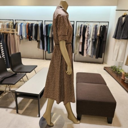 뒷밴딩 도트 카라원피스