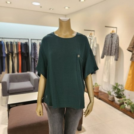 뒷단추넥 반팔 블라우스