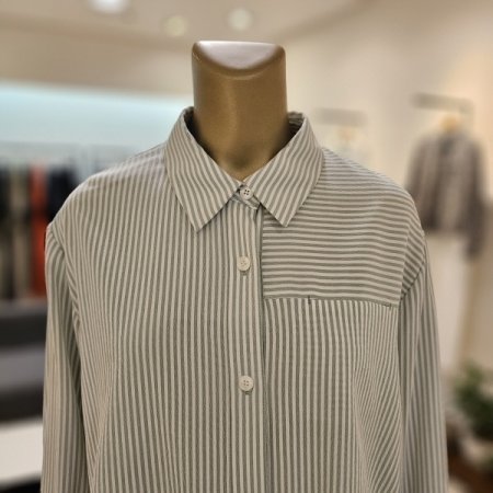 스트라이프 쿨 긴팔 블라우스