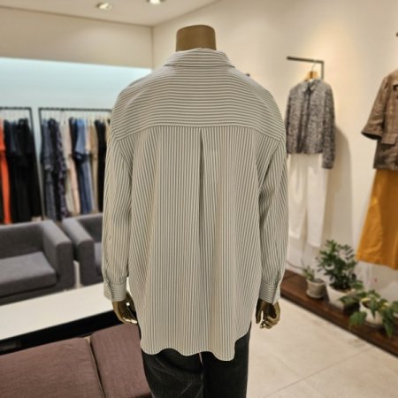 스트라이프 쿨 긴팔 블라우스