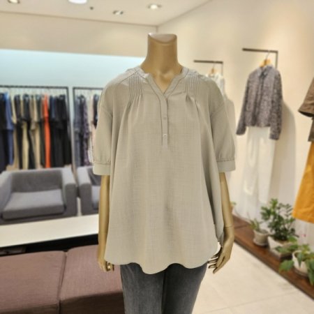 스티치 브이넥 반팔 블라우스