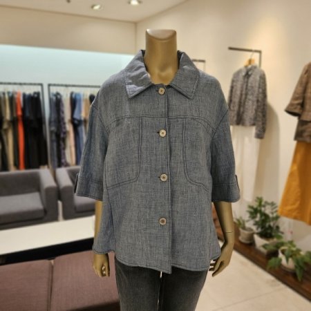 양포켓 카라 마 블라우스