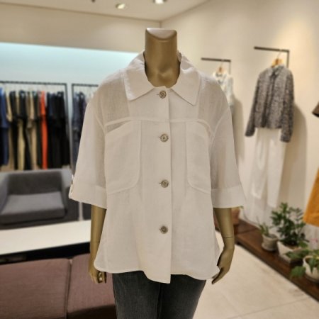 양포켓 카라 마 블라우스