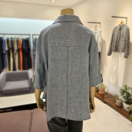 양포켓 카라 마 블라우스