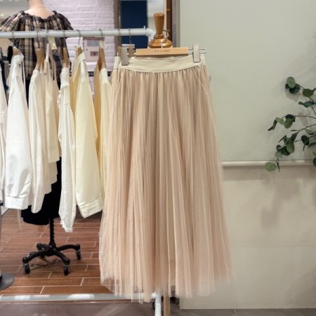 플리츠 샤 롱스커트