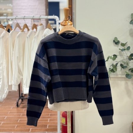 단가라 크롭 니트