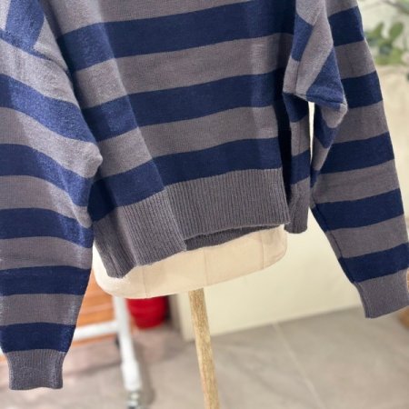 단가라 크롭 니트