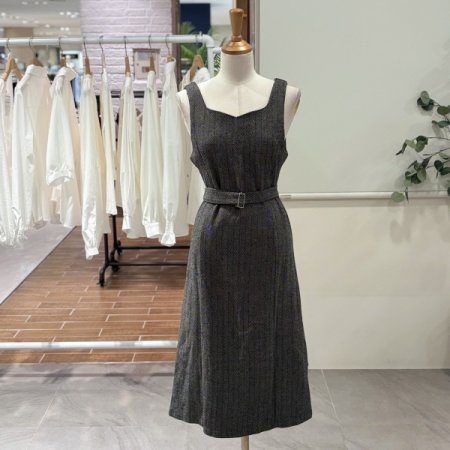 헤링본 벨트 원피스