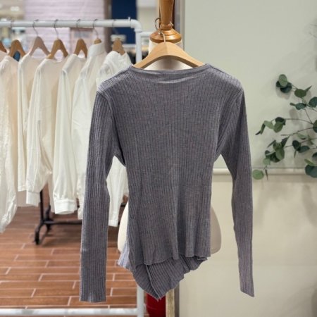 브이넥 골지 랩니트