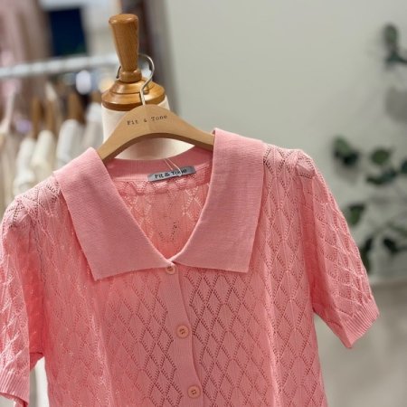 펀칭 카라 니트가디건