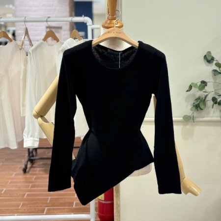 핀턱 언발 라운드니트