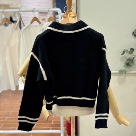 투포켓 크롭 카라가디건