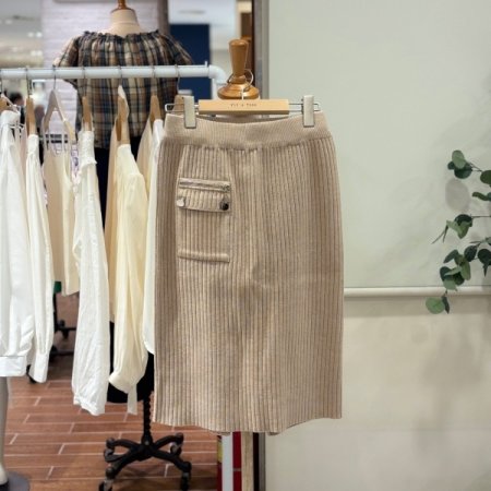 H라인 지퍼주머니 니트스커트