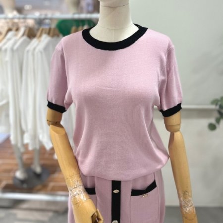 라인배색 스커트 상하세트