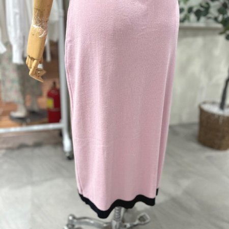 라인배색 스커트 상하세트