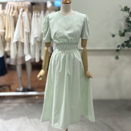 심플 허리셔링 플레어원피스