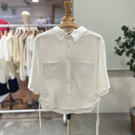 양포켓 셔링 카라셔츠