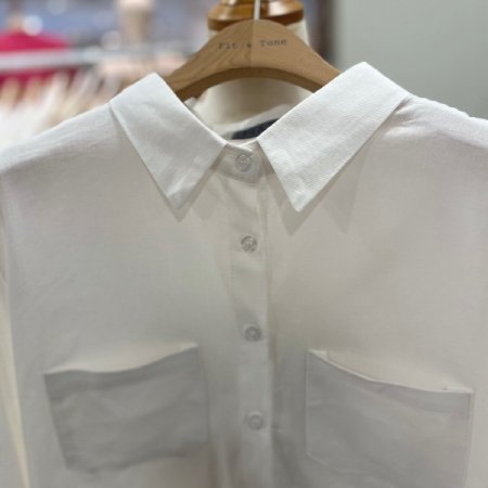 양포켓 셔링 카라셔츠