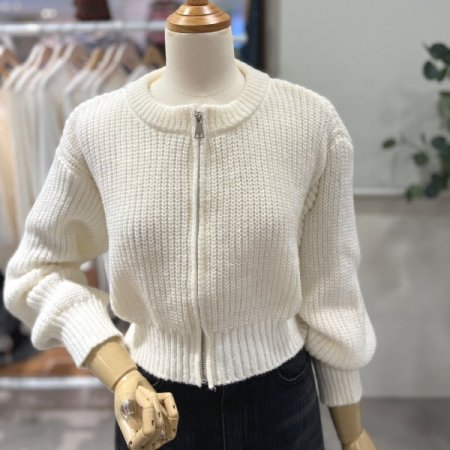 라운드 크롭 니트집업