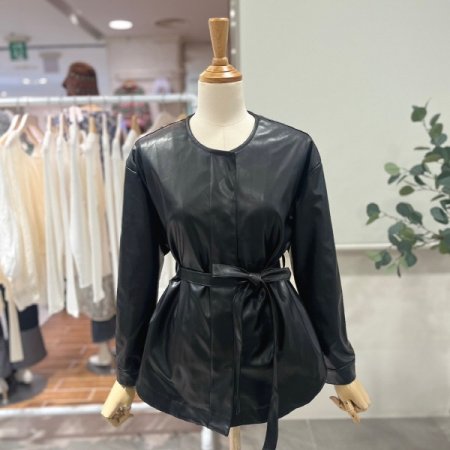 벨트셋업 레더 자켓