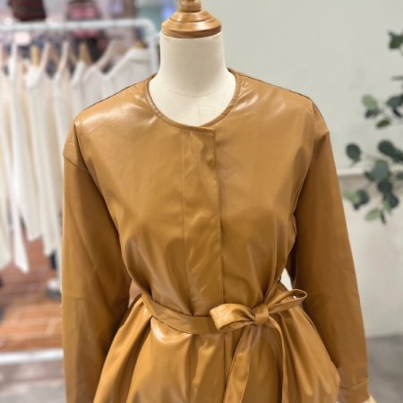 벨트셋업 레더 자켓