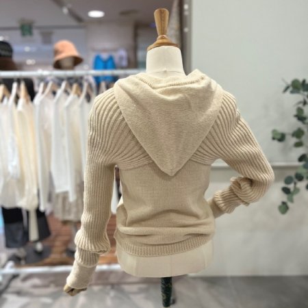 레이어드 후드골지 니트세트