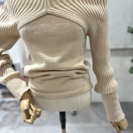 레이어드 후드골지 니트세트