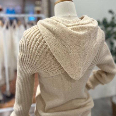 레이어드 후드골지 니트세트