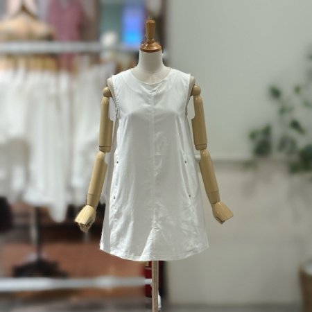 레이어드 포켓 민소매 미니원피스
