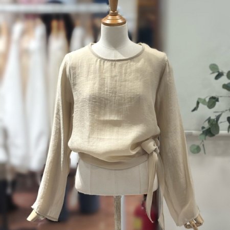 사이드리본 라운드블라우스