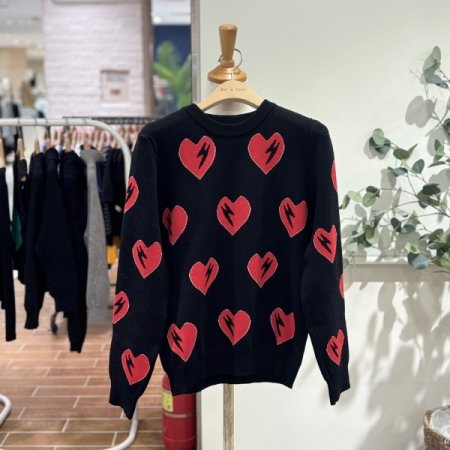 번개하트라운드니트