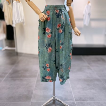 플라워 나염 와이드 팬츠