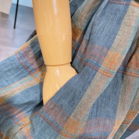 린넨 체크 민소매 원피스