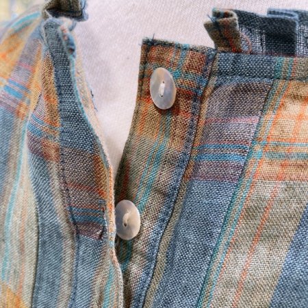 린넨 체크 민소매 원피스