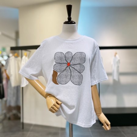 플라워 린넨 티셔츠